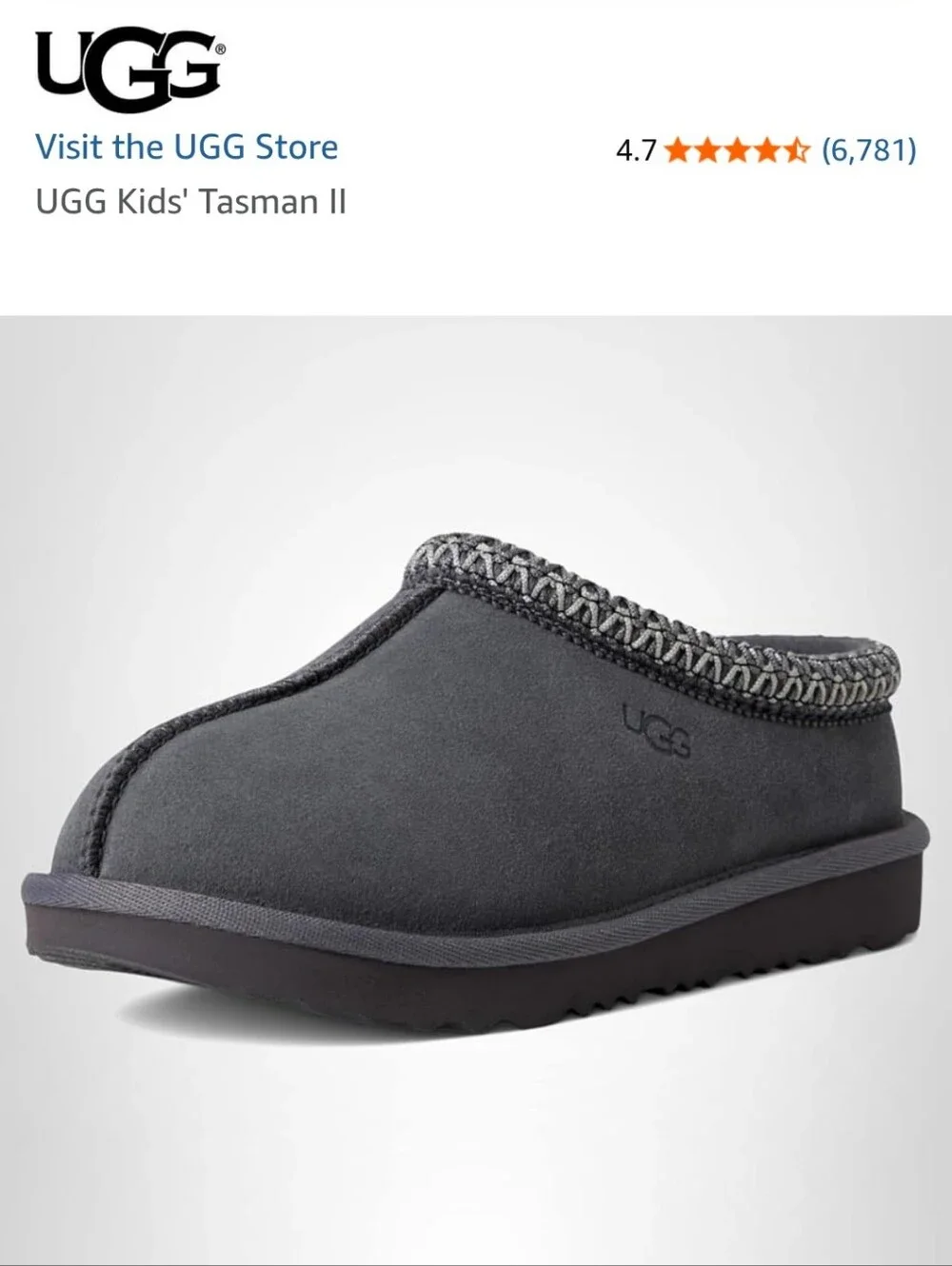 UGG Kids Tasman Charcoal Suede